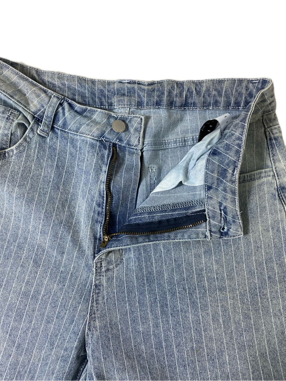 Missguided Light Blue Pinstripe Jeans Straight Leg Jeans Relaxed Denim 30 - Picture 7 of 13
